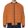 Halloween Tattersall Pattern Print Zip Sleeve Bomber Jacket