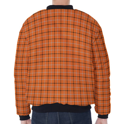 Halloween Tattersall Pattern Print Zip Sleeve Bomber Jacket