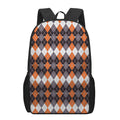 Halloween Themed Argyle Pattern Print 17 Inch Backpack
