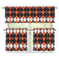 Halloween Themed Argyle Pattern Print 3 Piece Kitchen Curtains