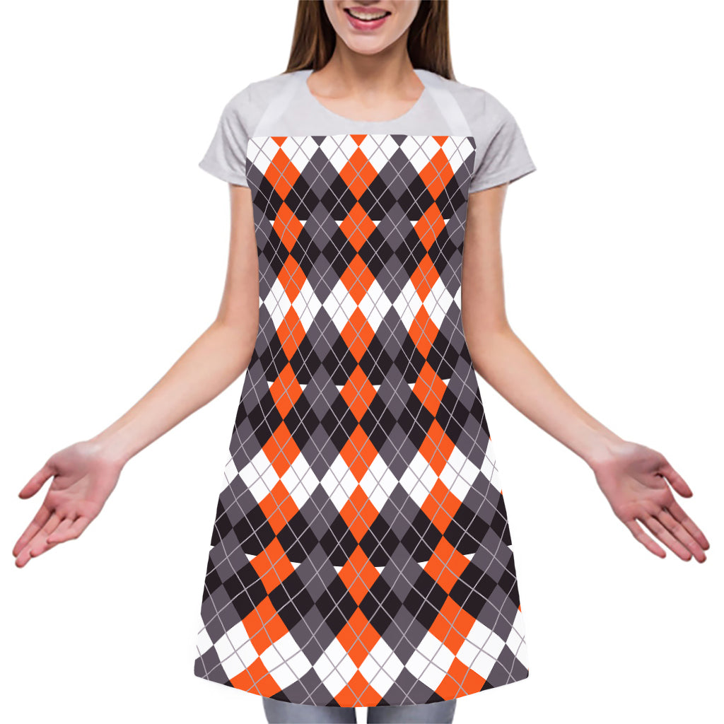 Halloween Themed Argyle Pattern Print Adjustable Apron