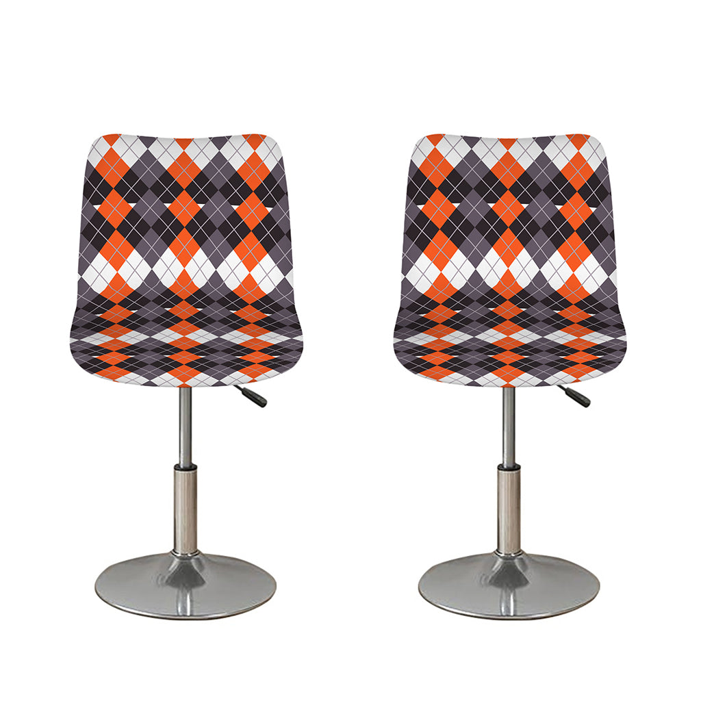 Halloween Themed Argyle Pattern Print Bar Stool Covers