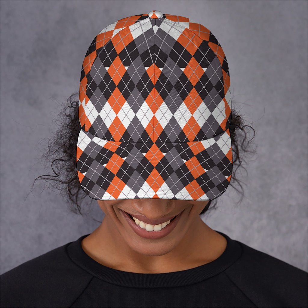 Halloween Themed Argyle Pattern Print Baseball Cap