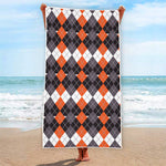 Halloween Themed Argyle Pattern Print Beach Towel