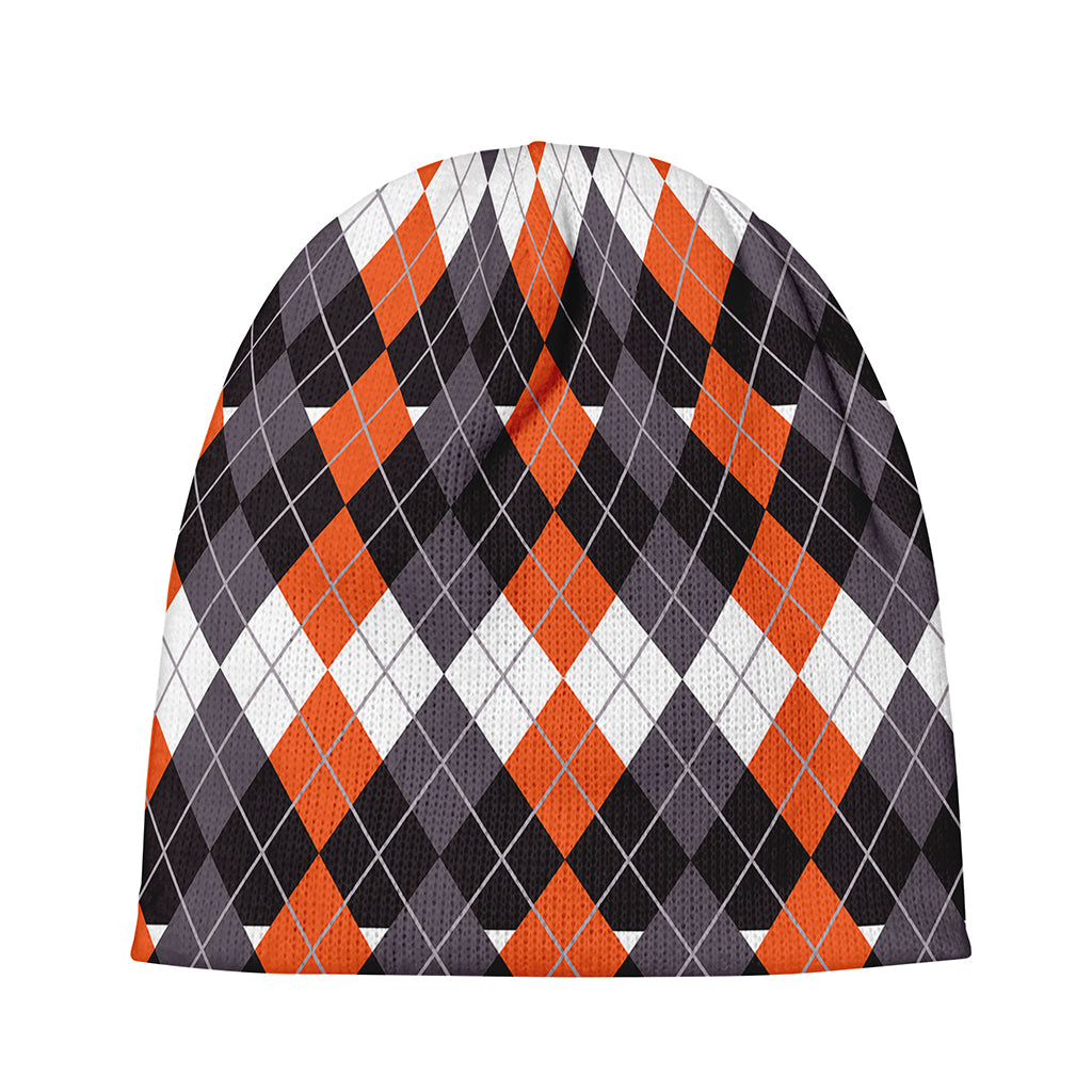 Halloween Themed Argyle Pattern Print Beanie