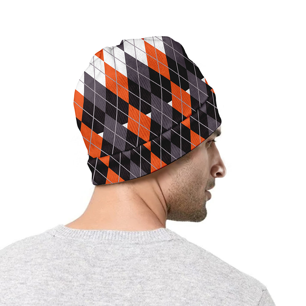 Halloween Themed Argyle Pattern Print Beanie