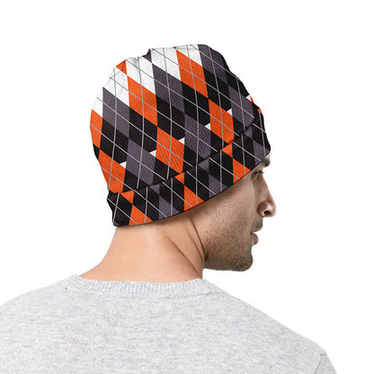 Halloween Themed Argyle Pattern Print Beanie