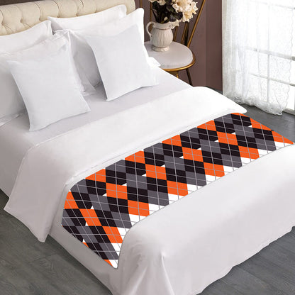 Halloween Themed Argyle Pattern Print Bed Runner