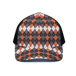 Halloween Themed Argyle Pattern Print Black Mesh Trucker Cap