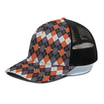 Halloween Themed Argyle Pattern Print Black Mesh Trucker Cap