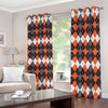 Halloween Themed Argyle Pattern Print Blackout Grommet Curtains