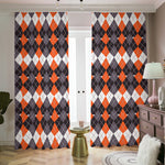 Halloween Themed Argyle Pattern Print Blackout Pencil Pleat Curtains