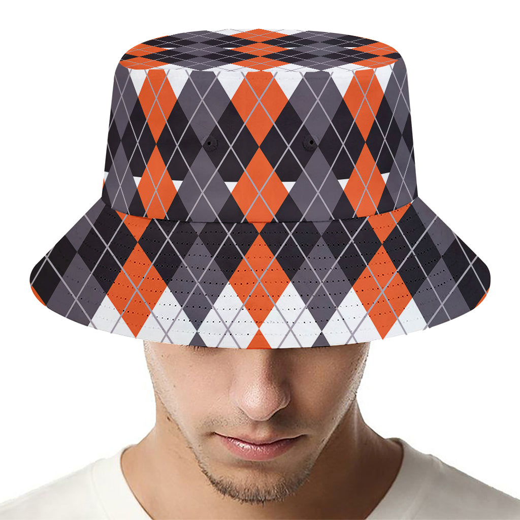 Halloween Themed Argyle Pattern Print Bucket Hat