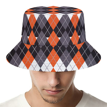 Halloween Themed Argyle Pattern Print Bucket Hat