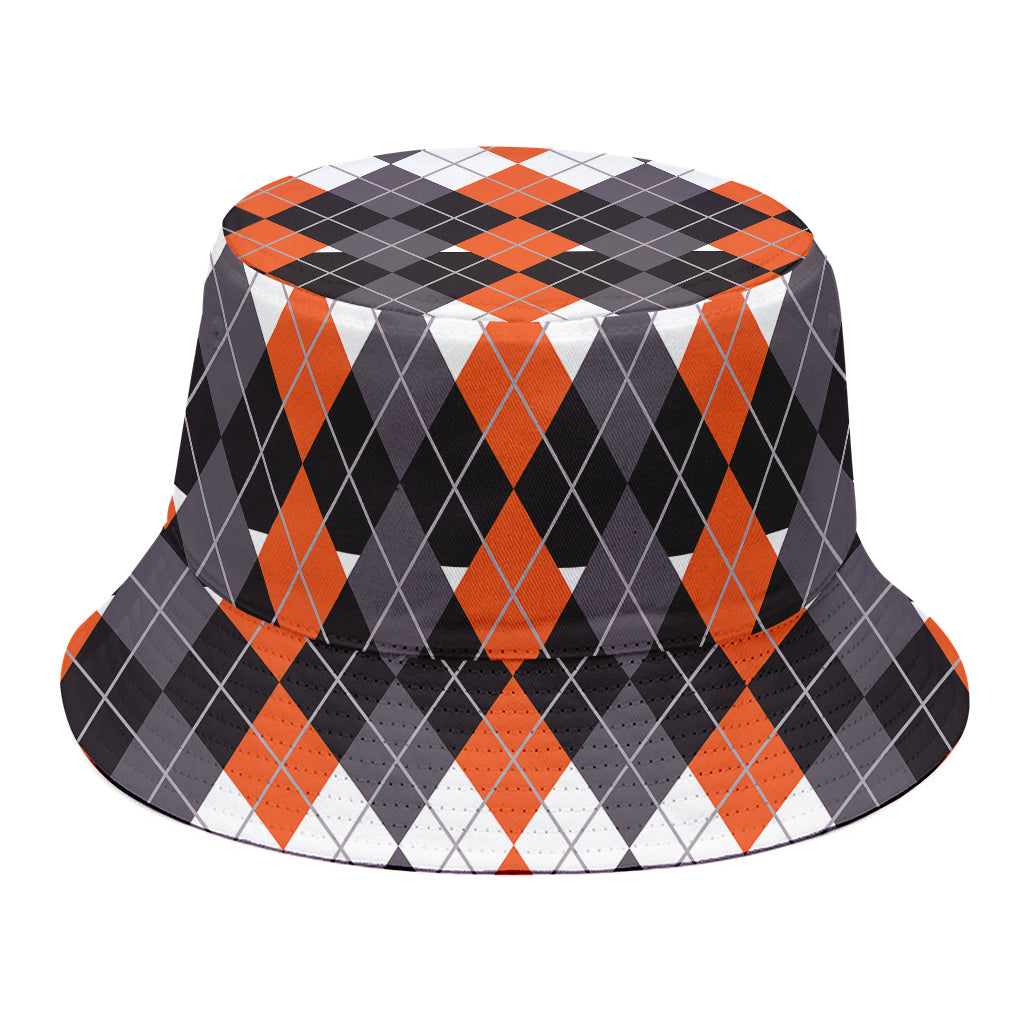 Halloween Themed Argyle Pattern Print Bucket Hat
