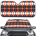 Halloween Themed Argyle Pattern Print Car Windshield Sun Shade