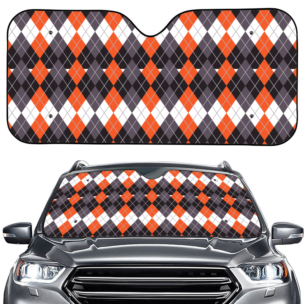 Halloween Themed Argyle Pattern Print Car Windshield Sun Shade