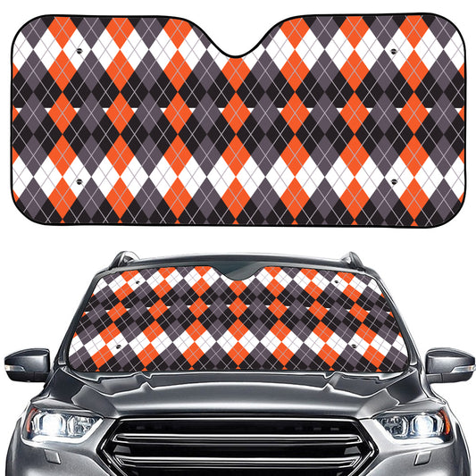 Halloween Themed Argyle Pattern Print Car Windshield Sun Shade