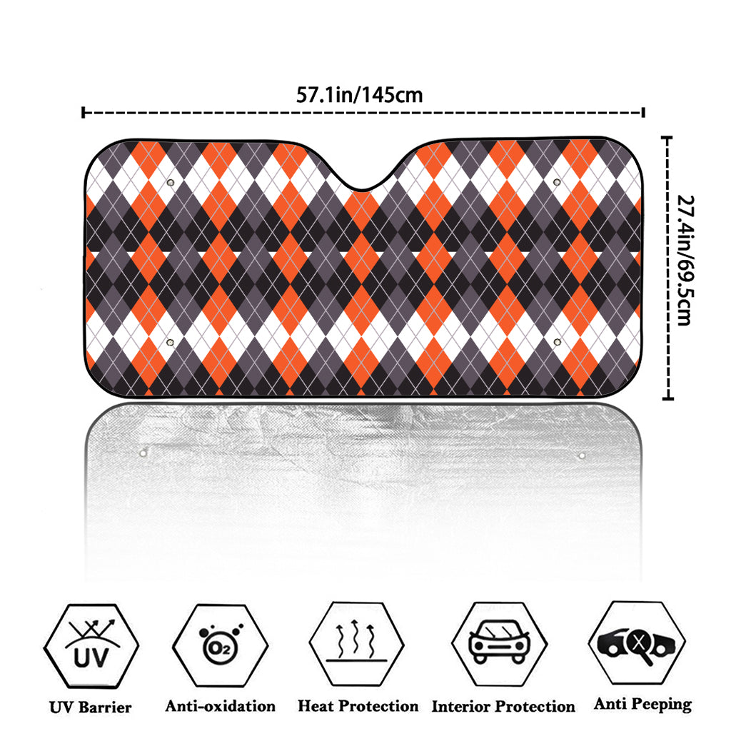 Halloween Themed Argyle Pattern Print Car Windshield Sun Shade