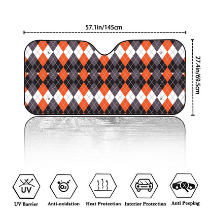 Halloween Themed Argyle Pattern Print Car Windshield Sun Shade