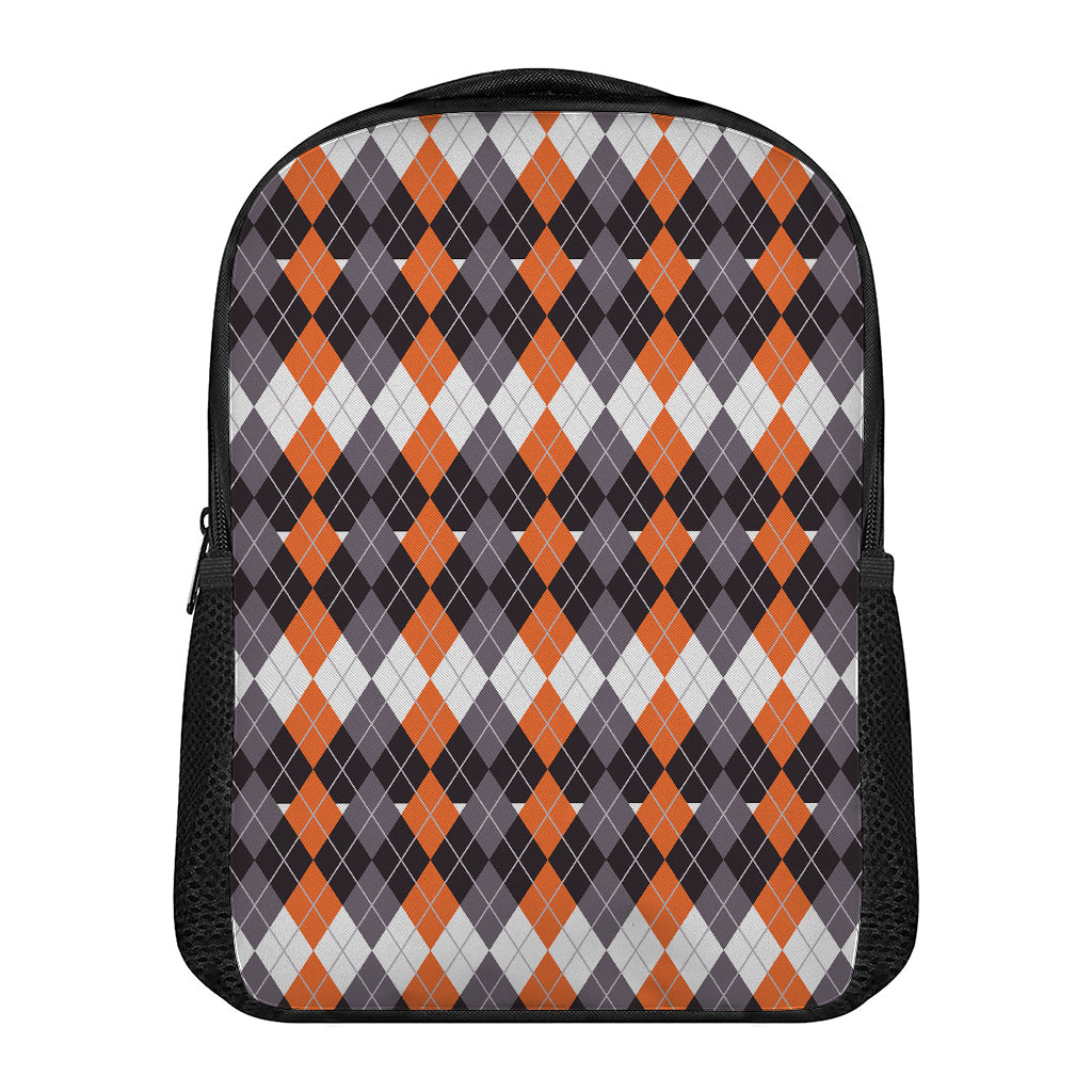 Halloween Themed Argyle Pattern Print Casual Backpack