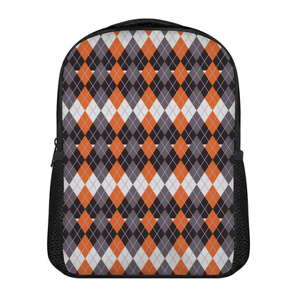 Halloween Themed Argyle Pattern Print Casual Backpack