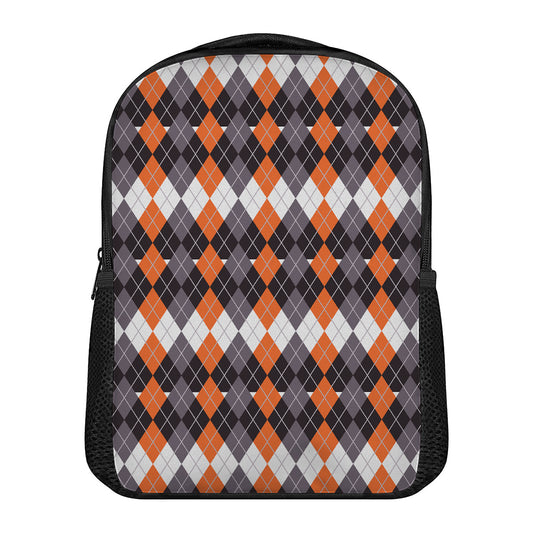 Halloween Themed Argyle Pattern Print Casual Backpack