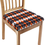 Halloween Themed Argyle Pattern Print Chair Cushion Cover