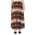 Halloween Themed Argyle Pattern Print Chiffon Maxi Skirt