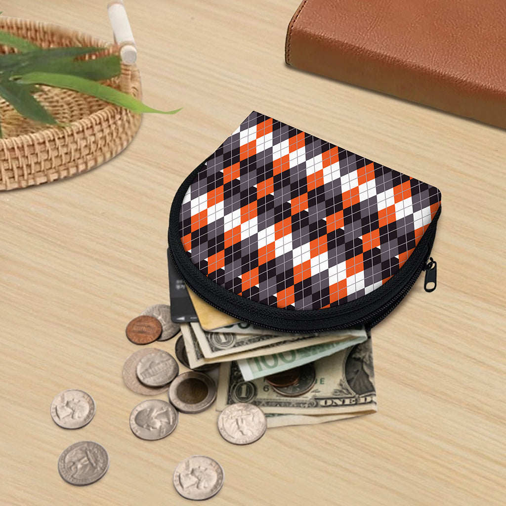 Halloween Themed Argyle Pattern Print Coin Purse