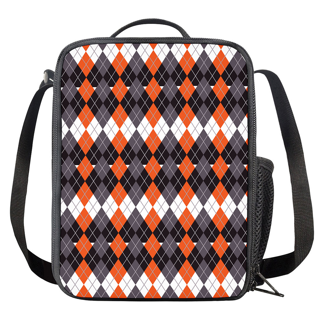 Halloween Themed Argyle Pattern Print Crossbody Lunch Bag