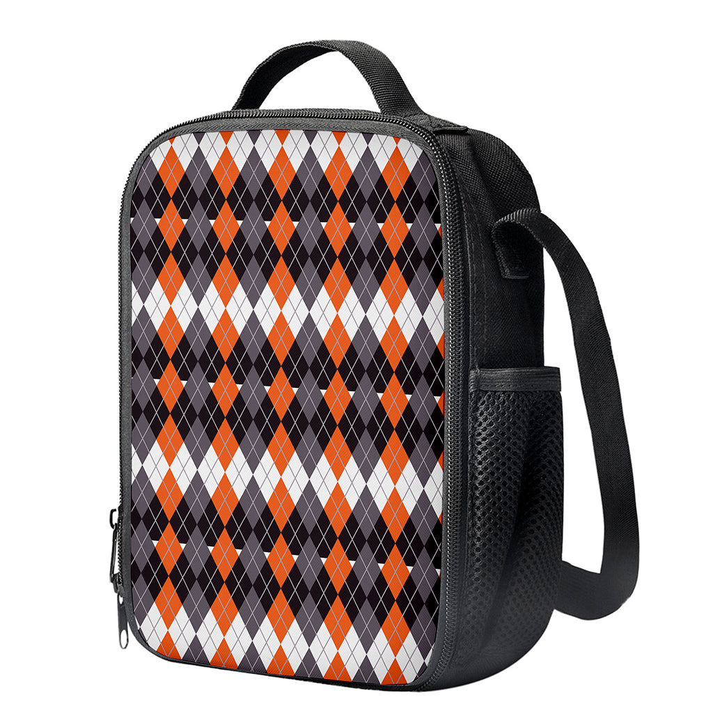 Halloween Themed Argyle Pattern Print Crossbody Lunch Bag