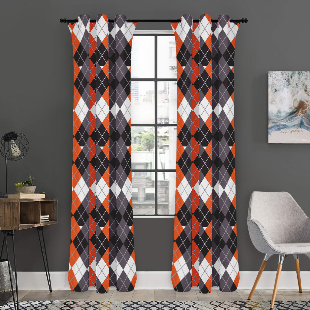 Halloween Themed Argyle Pattern Print Curtain