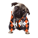 Halloween Themed Argyle Pattern Print Dog Zip Up Hoodie