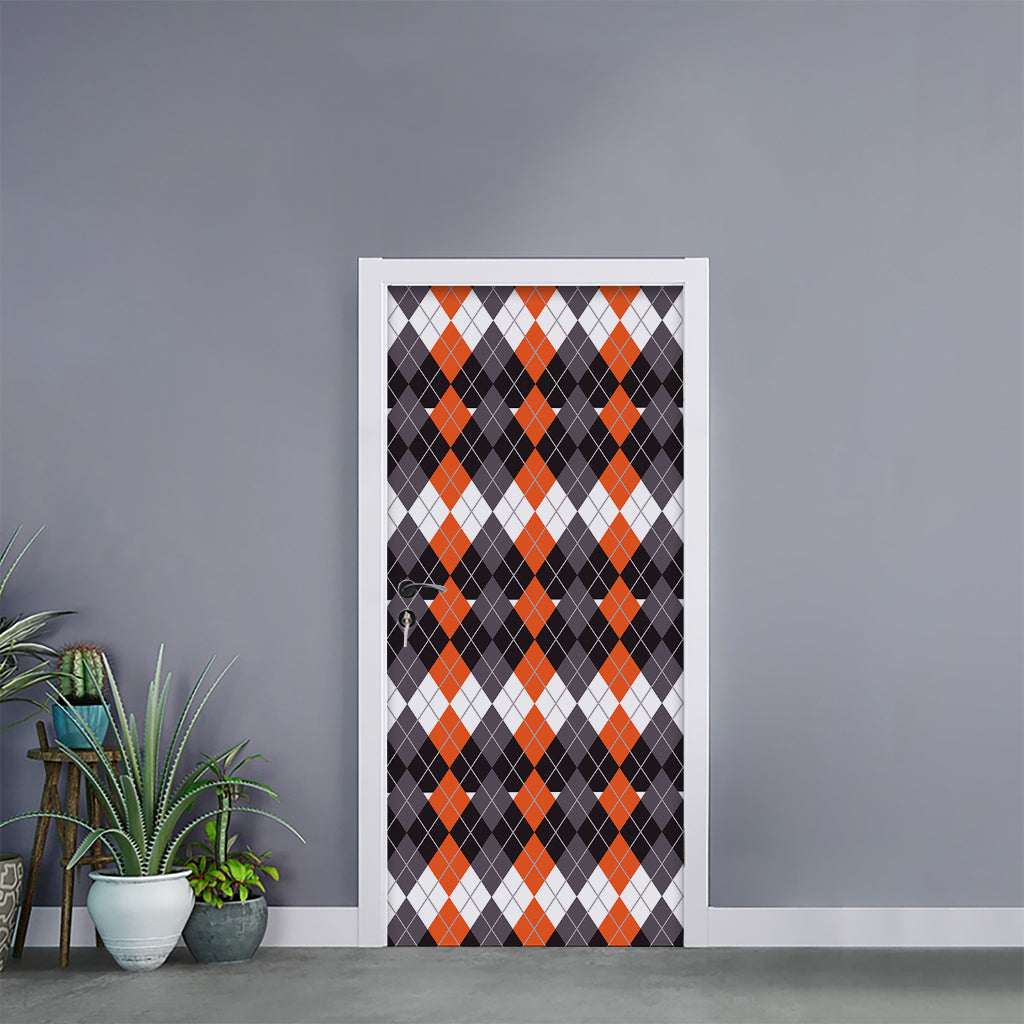 Halloween Themed Argyle Pattern Print Door Sticker