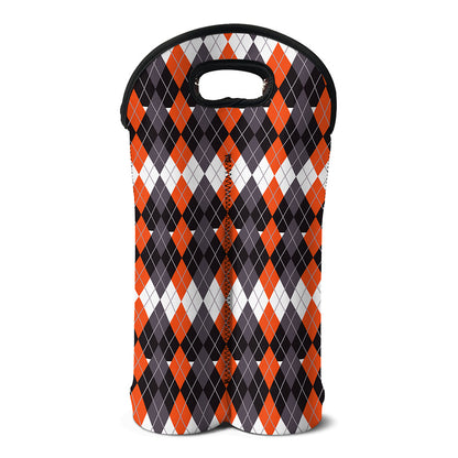 Halloween Themed Argyle Pattern Print Double Neoprene Wine Tote
