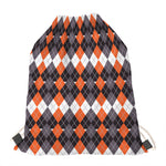 Halloween Themed Argyle Pattern Print Drawstring Bag