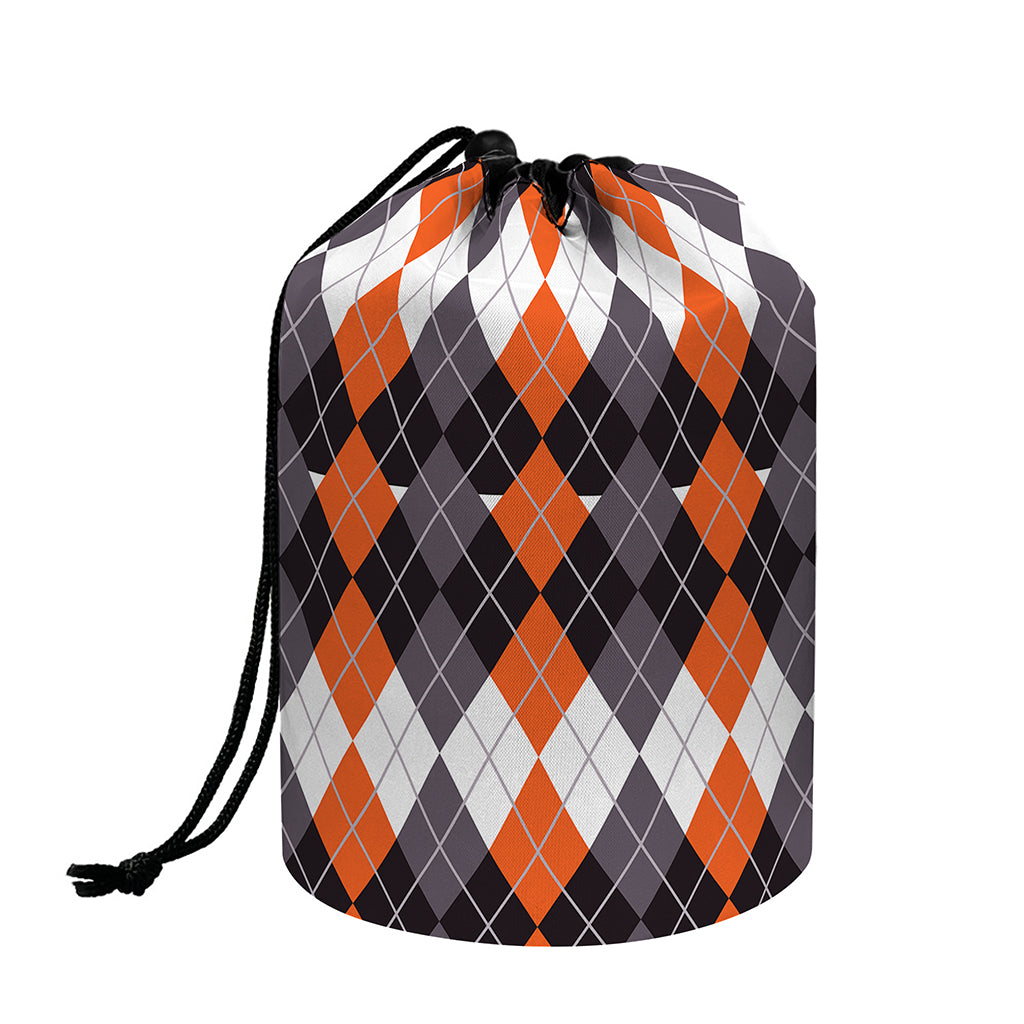 Halloween Themed Argyle Pattern Print Drawstring Makeup Bag