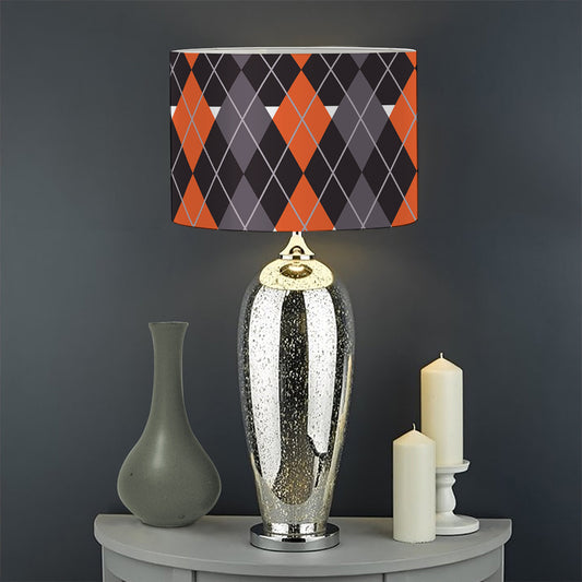 Halloween Themed Argyle Pattern Print Drum Lamp Shade