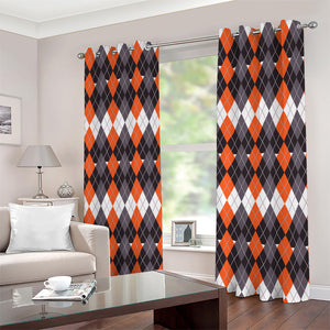 Halloween Themed Argyle Pattern Print Extra Wide Grommet Curtains