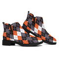 Halloween Themed Argyle Pattern Print Flat Ankle Boots