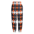 Halloween Themed Argyle Pattern Print Fleece Lined Knit Pants