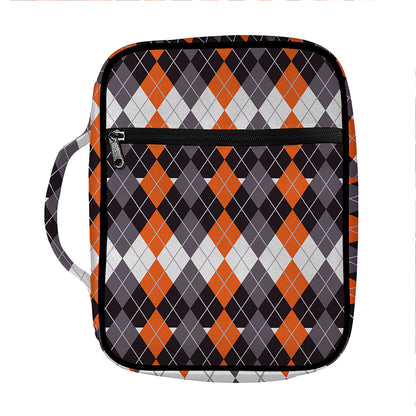 Halloween Themed Argyle Pattern Print Front Pocket Bible Bag