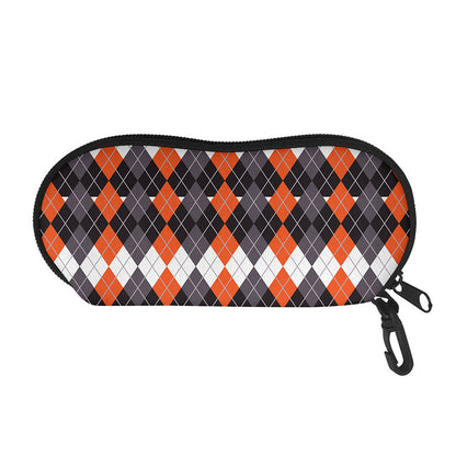 Halloween Themed Argyle Pattern Print Glasses Case
