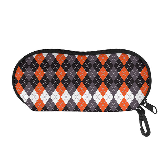 Halloween Themed Argyle Pattern Print Glasses Case