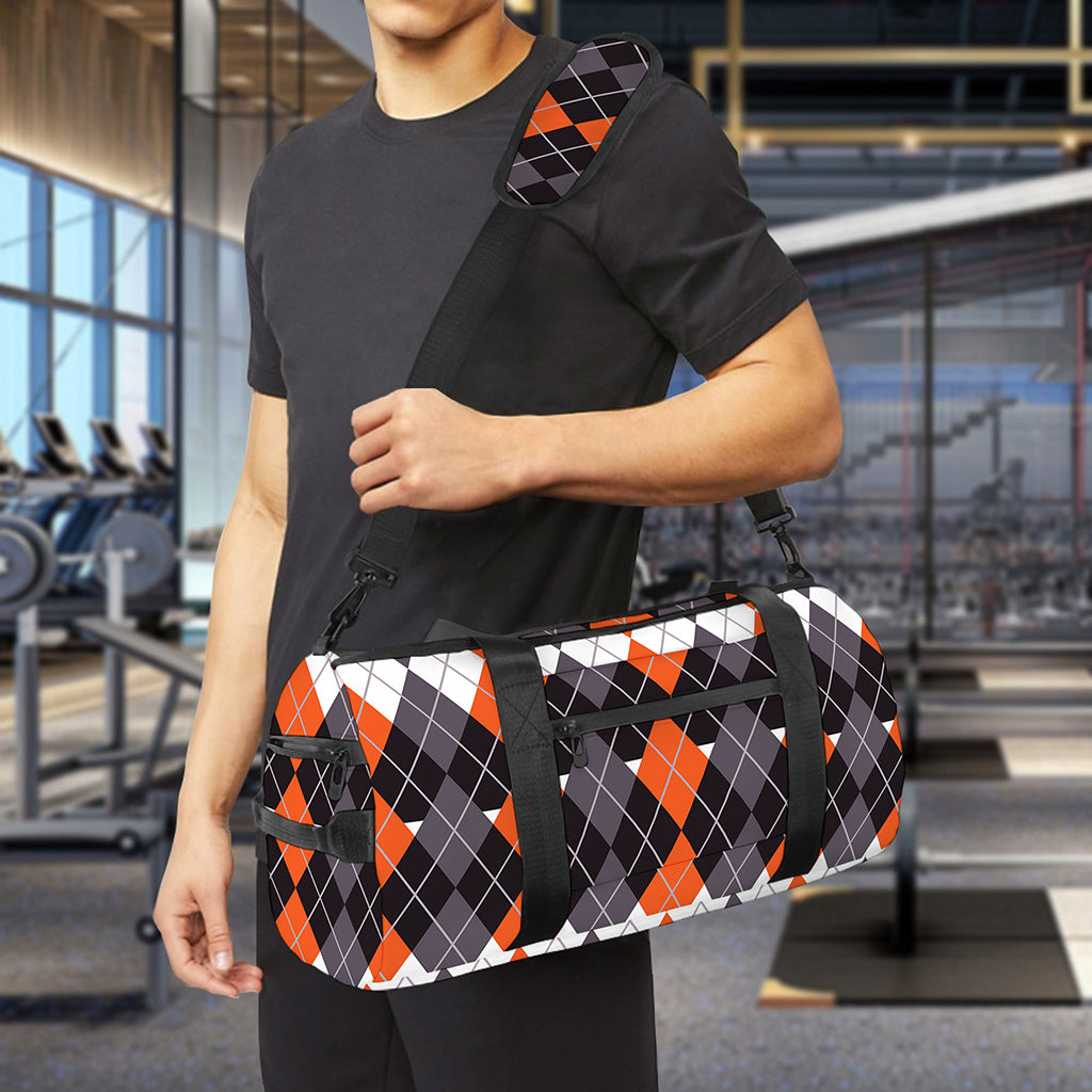 Halloween Themed Argyle Pattern Print Gym Bag