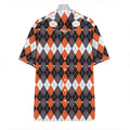 Halloween Themed Argyle Pattern Print Hawaiian Shirt
