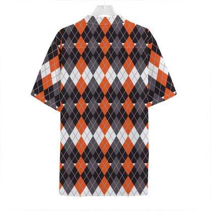 Halloween Themed Argyle Pattern Print Hawaiian Shirt