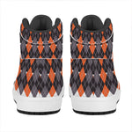 Halloween Themed Argyle Pattern Print High Top Leather Sneakers