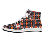 Halloween Themed Argyle Pattern Print High Top Leather Sneakers